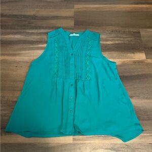 Womens Crescent Teal Sleeveless Button-Front Camisole Size LP